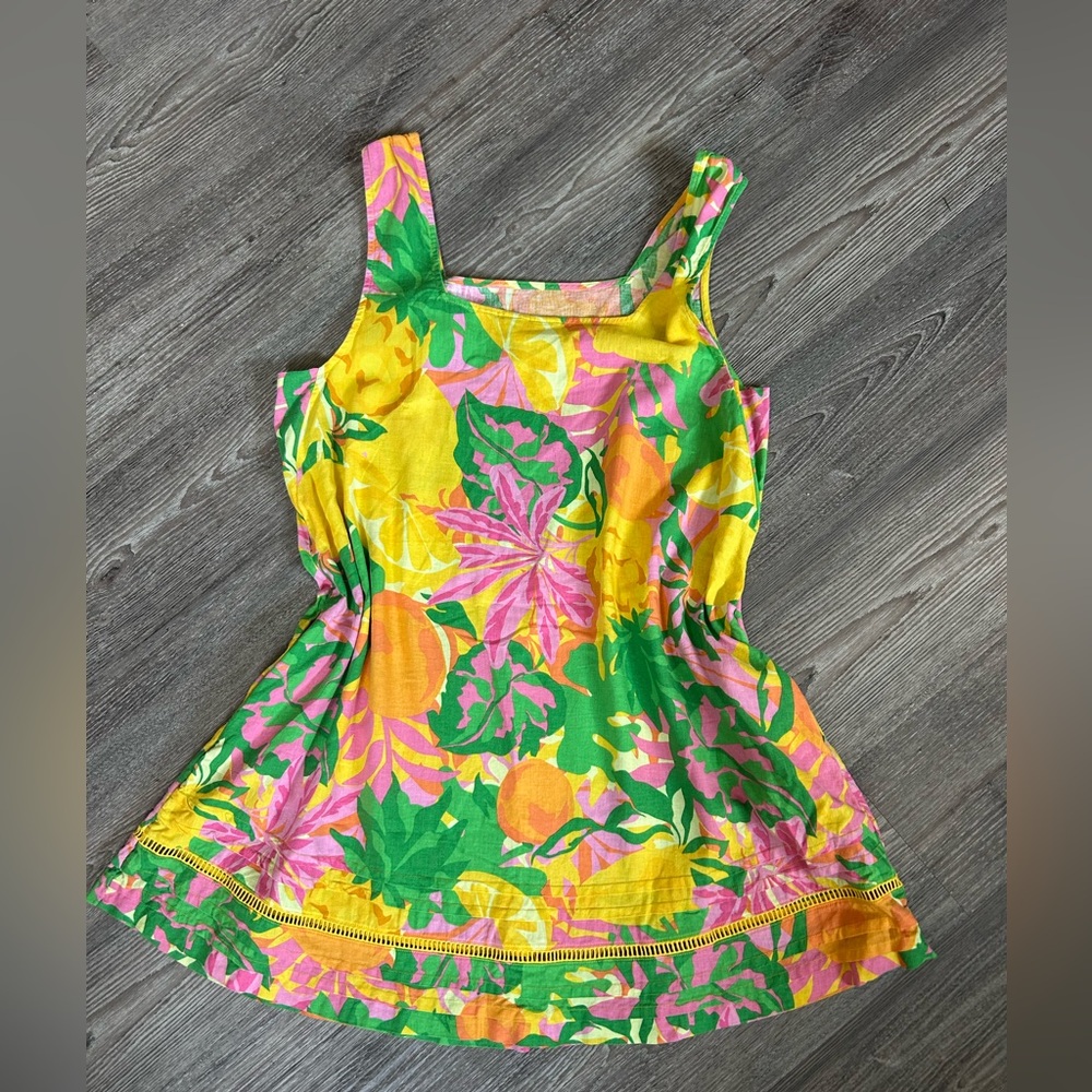 C&C California Linen Blend Tropical Dress – Citrus Print – Size XL